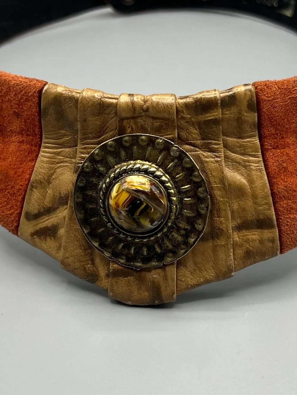 Vintage Leatherock Nina Arjani 80s Embellished Leather Belt San Diego Sz Small